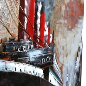 Ručne zváraný obraz z kovu Titanic detail