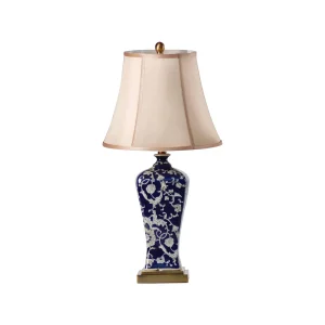 Stolná lampa s keramickým podstavcom s tmavomodrým vzorom - dubu.live - verní kvalite
