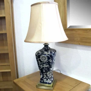 Tmavomodrá keramická stolná lampa